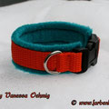 Miniatur-Halsband in orange mit Fleece in petrol