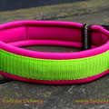 Halsband mit Klick in limone mit Neopren in pink