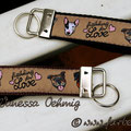 Gurtband braun & schwarz, 25mm mit Borte 'fighting for Love'