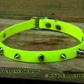 Halsband mit Doppelstegschnalle in 16mm, signalgelb und Kellernieten