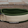 Halsband mit Klick in 25mm creme u. Neopren in oliv