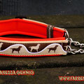 Kettenzugstopp in beige mit Borte 'Labrador Edition 2012' und Neopren in neonorange