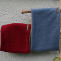 Fleece zweifarbig: bordeaux - creme & taubenblau - creme