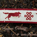 Gurtband bordeaux, 30mm mit Borte 'Keltischer Wolf'