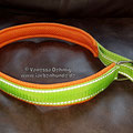 Zugstopp-Halsband in 25mm limone mit Reflektorstreifen und Polsterung aus Airmesh in orange