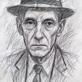WILLIAM S. BURROUGHS - 20 x 14 cm - mixed media Graphite Aquarelle - CHF 180