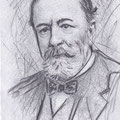 CAMILLE SAINT-SAËNS - 20 x 14 cm - mixed media Graphite Aquarelle - CHF 180