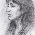 JULIETTE GRECO - 20 x 14 cm - mixed media Graphite Aquarelle - CHF 180
