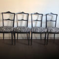 Série de 4 CHAISES Napoléon III - Tissu zèbre chiné 