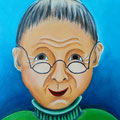 Alte Schachtel: Frieda  _  (Acryl auf Leinwand, 24 x 30 cm)