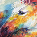 Cavallo bianco del passato, Artista Leonardo Calvo, Acquarello e misto