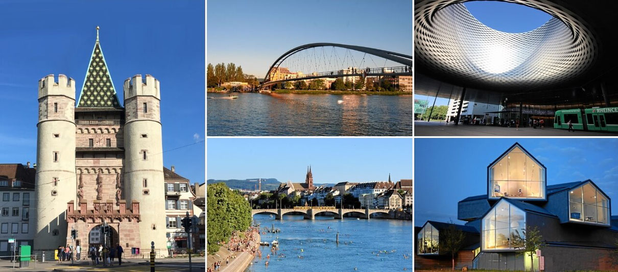 Spalentor Basel  •  Dreiländerbrücke • Messe • Rhein in Basel • Vitra Weil am Rhein