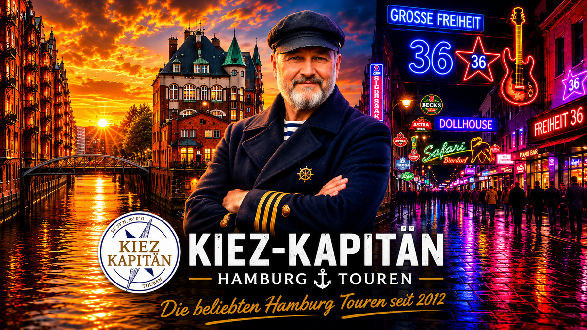 Die Kiez-Kapitän Hamburg Touren mit besten Bewertungen für die Reeperbahn und Beatles Kieztour und die Stadtführung Hamburg.