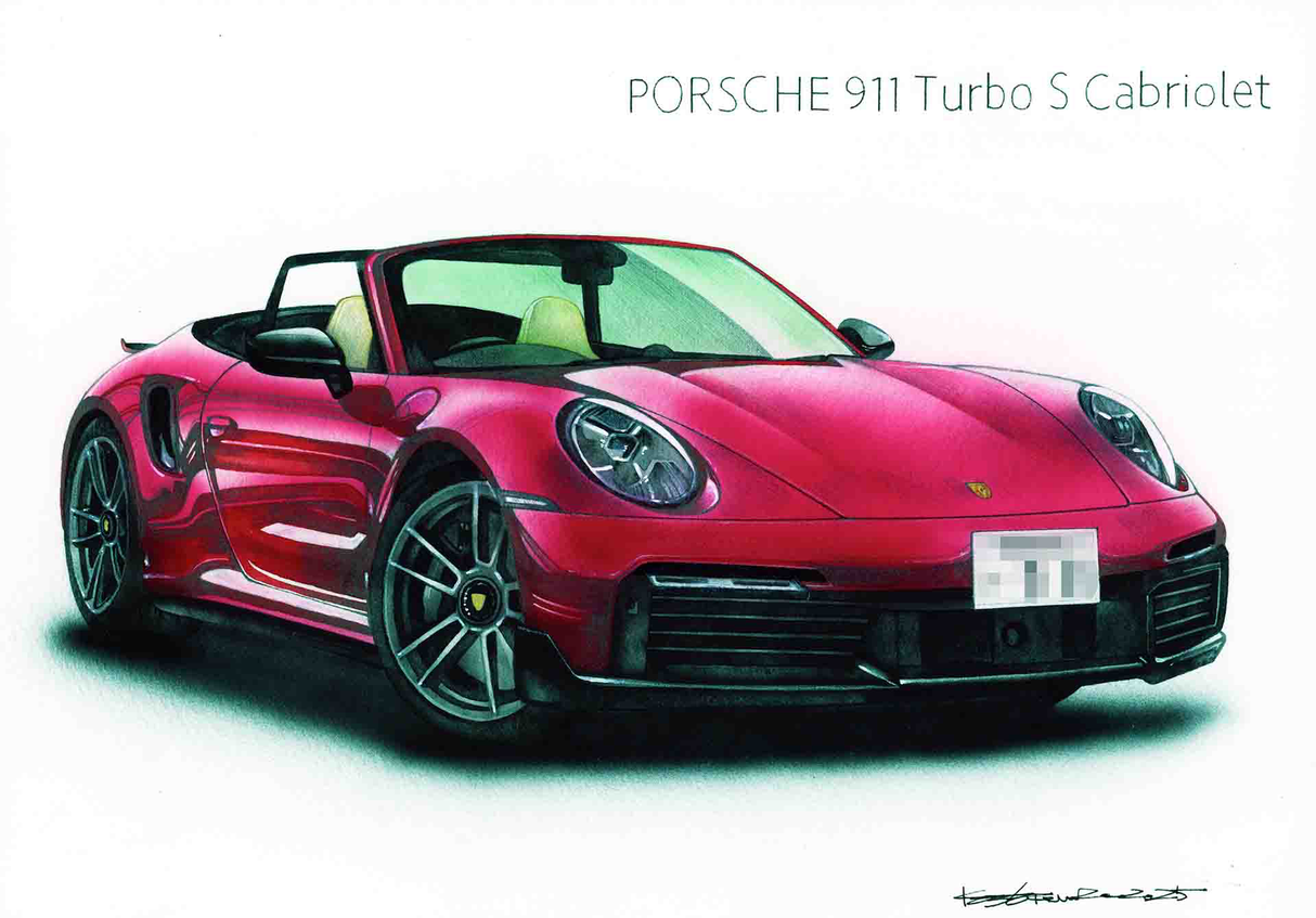 ポルシェ911ターボSカブリオレの車イラスト