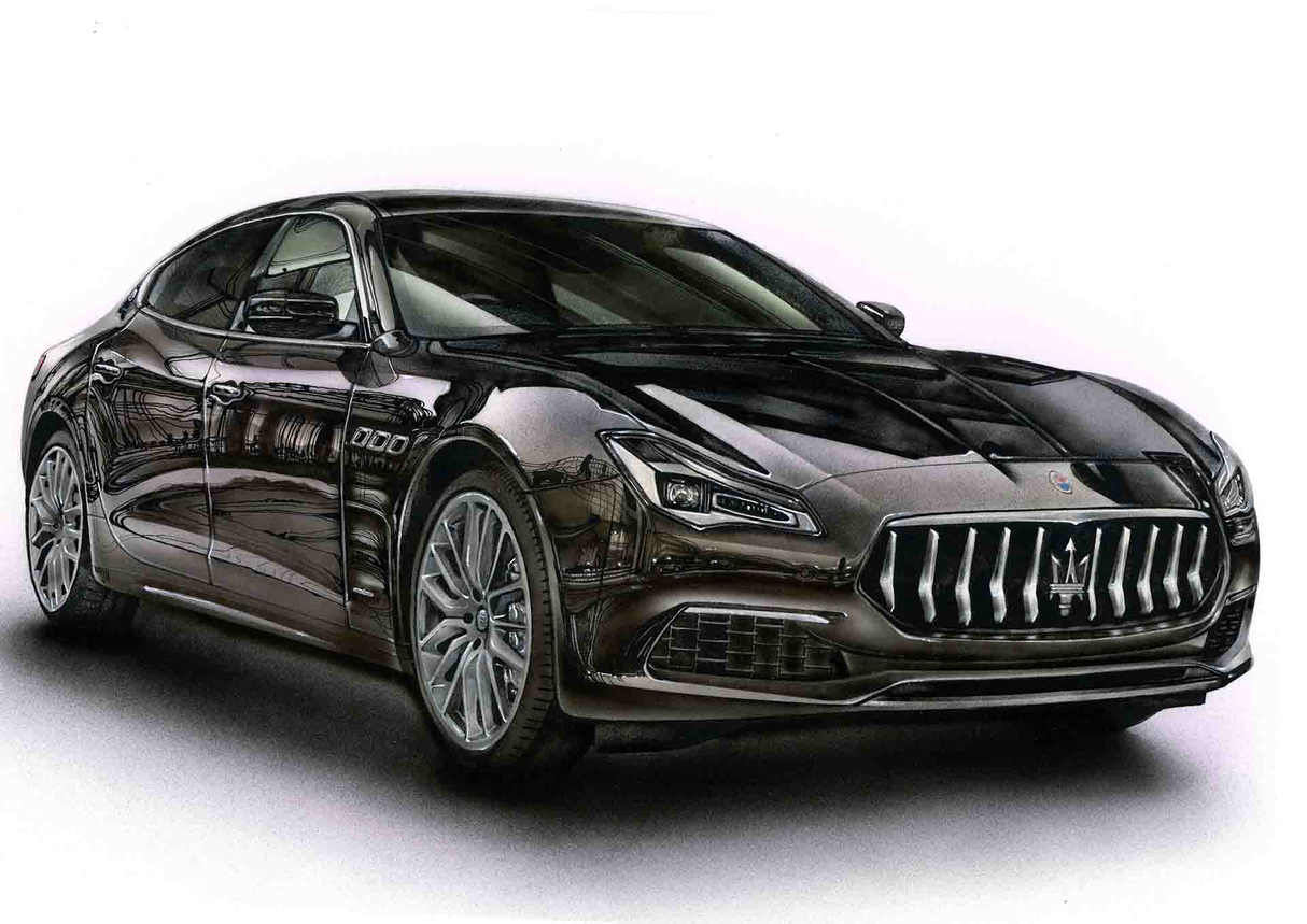 マセラティクアトロポルテの車絵イラスト