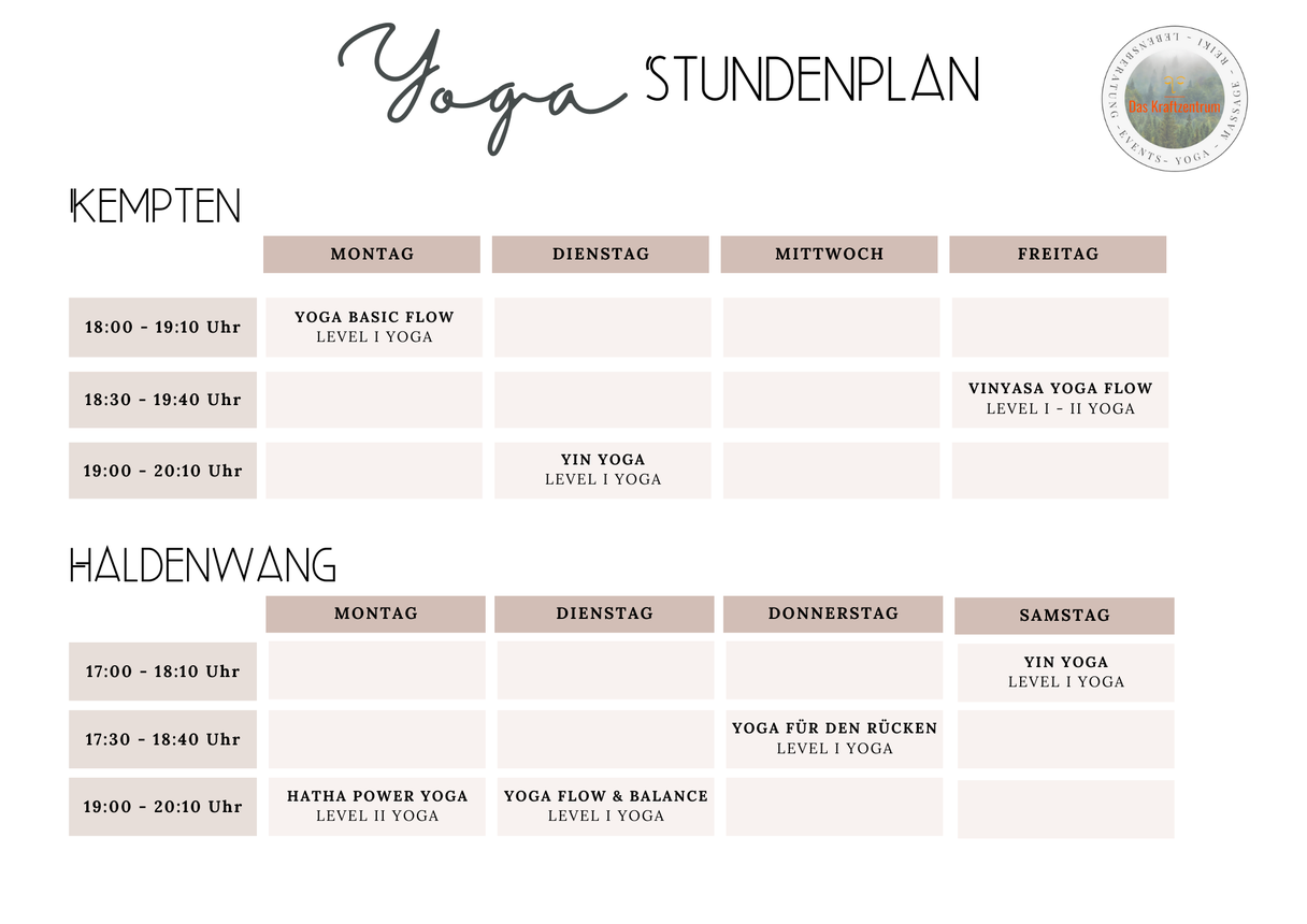 Yoga Wochenplan