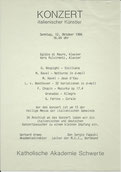 Tournèe pianistica tedesca: Programma di sala/Schwerte. Frontespizio.