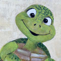 Schildkröte Kind Kuss Liebe Porträt Leinwand Kunstdruck Malerei Kunst Tierart