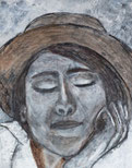 Frau Hut Sonne Porträt Leinwand Kunstdruck Malerei Kunst