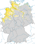 Karte zum Brutvorkommen des Austernfischers (Haematopus ostralegus) in Deutschland.