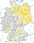 Karte den Brutvorkommen des Weißstorch (Ciconia ciconia) 2010 in Deutschland.