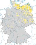 Karte zum Brutvorkommen des Rothalstauchers (Podiceps grisege) in Deutschland.