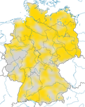 Karte den Brutvorkommen des Weißstorch 2022 (Ciconia ciconia) in Deutschland.