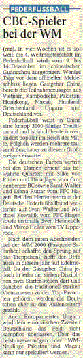 Westdeutsche Zeitung Vorbericht vom 09.11.2005 WM