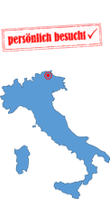 Karte Italien mit Stempel "persönlich besucht"