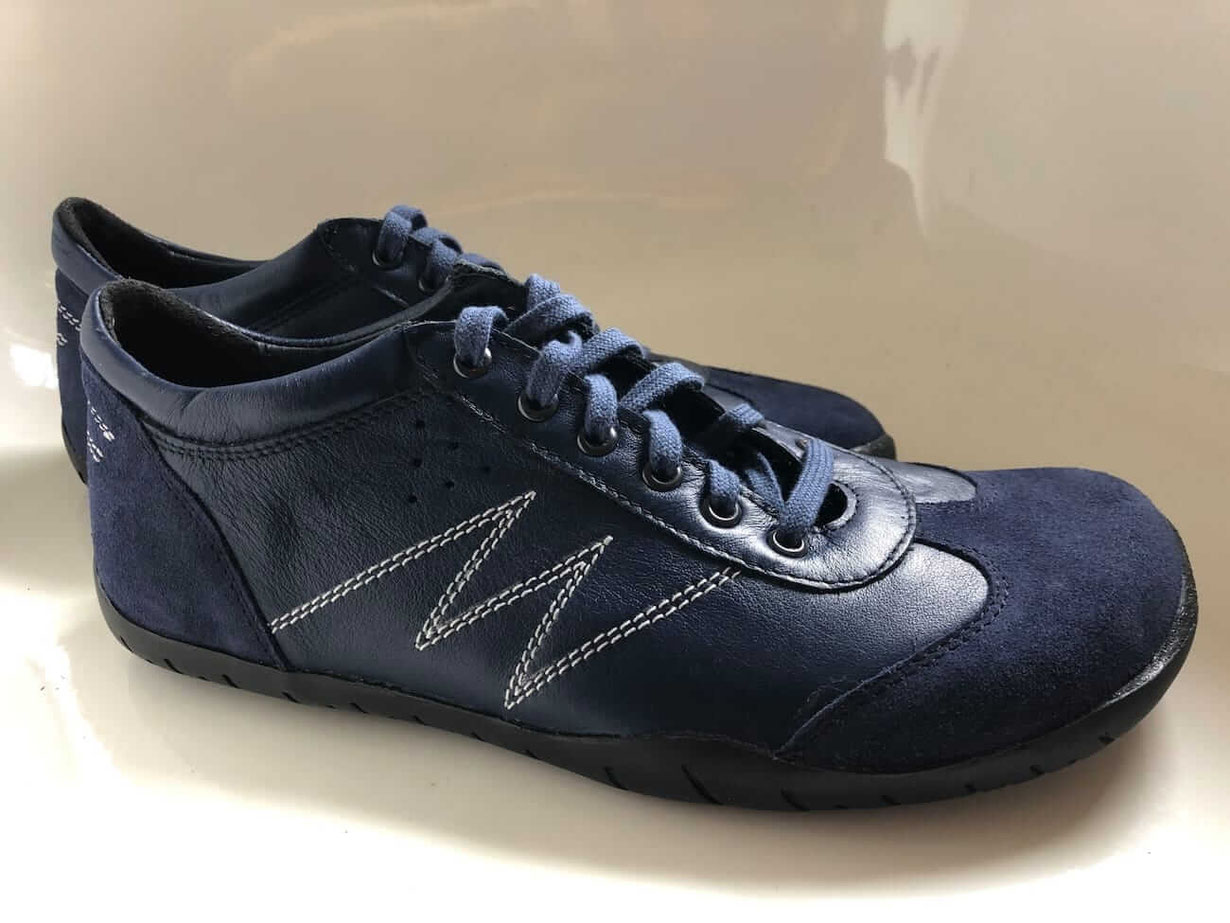 Barfuß Laufschuhe Leder Blau Modell Tension