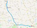 Route - 215 Meilen (Google Maps)