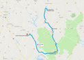 Route - 65 Meilen (Google Maps)