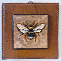 Punziertes Lederbild helle Erdhummel, Bombus lucorum, 5 x 5 cm