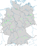 Karte zur Verbreitung der Brutpaare der Brautente (Aix spons) in Deutschland.