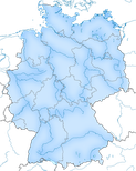 Karte zur Verbreitung der Tafelente (Aythya ferina) in Deutschland während des Winterhalbjahrs.