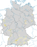 Karte zum Brutvorkommen der Mittelmeermöwe (Larus michahellis) in Deutschland.