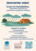 Affiche Rencontre Débat "Crues et inondations" organisée par Essonne Nature Environnement et l'Union des Amis du Parc