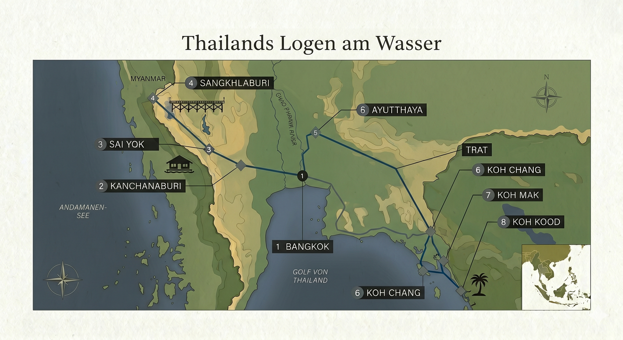 Thailands Logen am Wasser, Rundreise von Thailand-Spezialisten.com