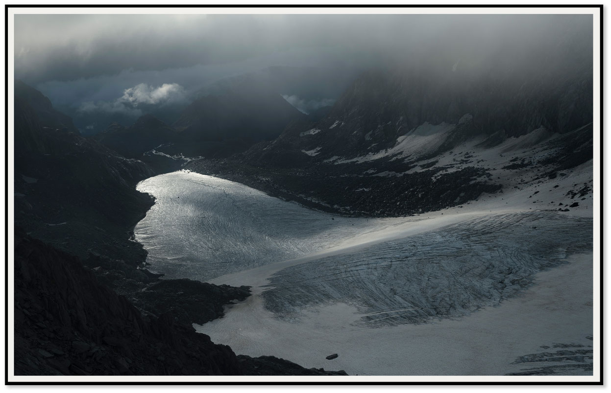 Vast glacier landscape of Glacier d’Orny in Valais, Switzerland
