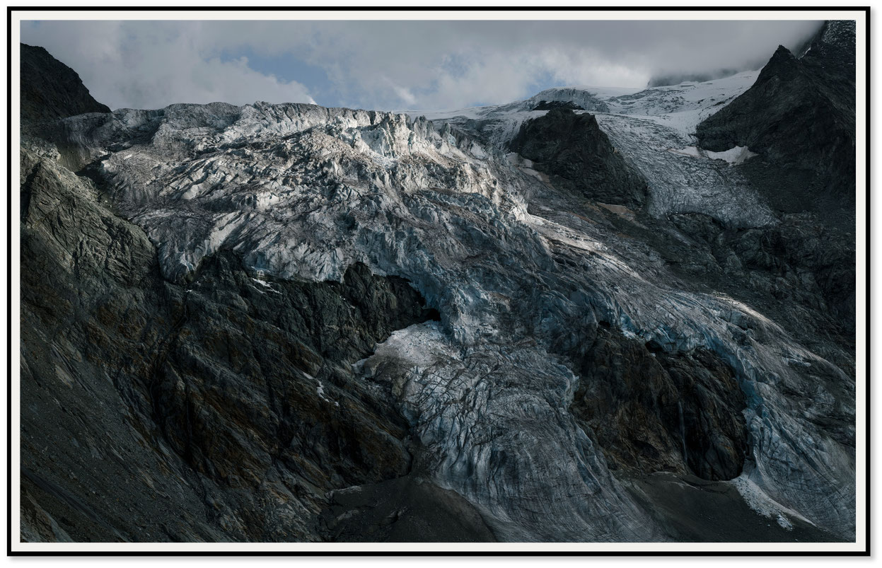 Expansive glacier landscape of Glacier de Moiry in Valais, Switzerland