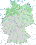 Karte zur Vebreitung der Krickente (Anas crecca) in Deutschland zur Brutzeit.