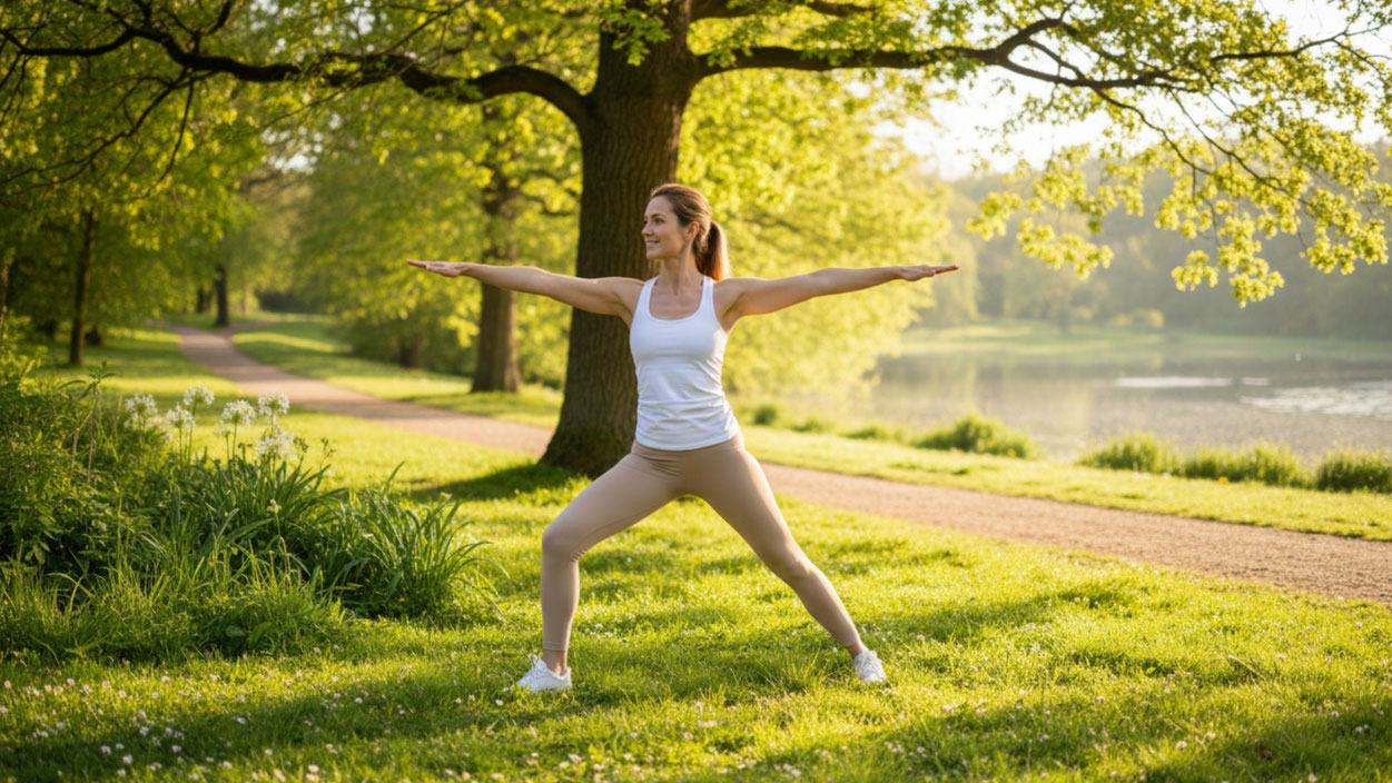 Regelmäßige Bewegung und Entspannungstechniken wie Yoga wirken sich meist positiv bei PMS aus. Foto: Debeka/KI