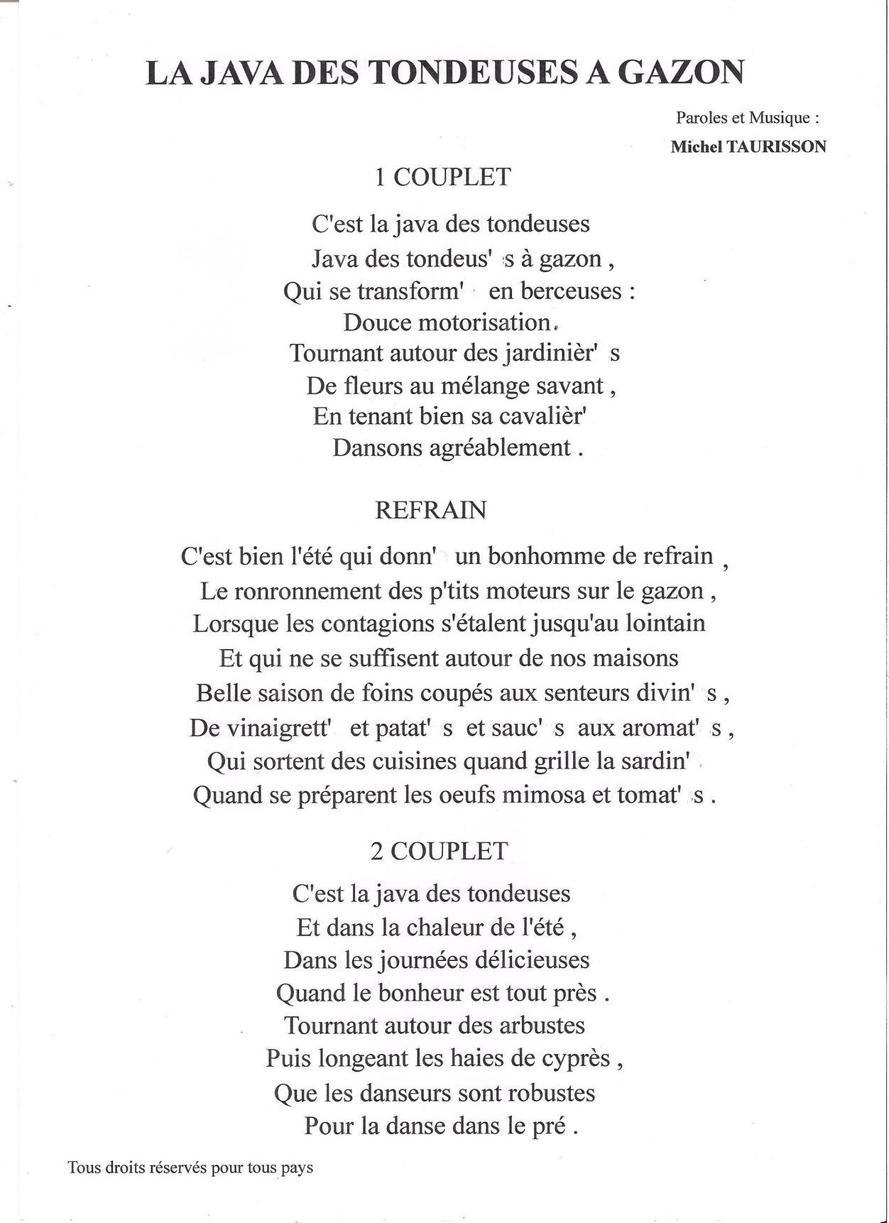 JAVA Partitions gratuites,Michel TAURISSON,Accordéon