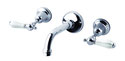 Federation Bath Set Standard Spout - Chrome with White Porcelain Lever Handles 