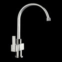 Stainless Steel Square Sink Mixer With Curved Gooseneck Spout - Caprice, WELS 4 star rating, 7.5L/min