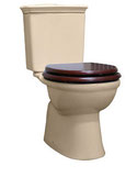 KINGSTON Ivory Close Coupled Toilet Suite with mahogany or oak stained seat  - S Trap 150mm set out, WELS 4 star rating, 4.5/3L