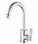 Federation basin mixer - Chrome with White Porcelain Lever Handles, WELS 5 star rating, 6L/min