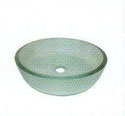 Ex-display Round flat bottom frosted or clear glass vessel basin 420x100mm $50.00