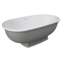 Rak Washington Matte Grey Stone Bath Product Code: ST68G Tag: Modern Vintage Cast stone solid surface Modern vintage freestanding style Matte grey external finish Matte white interior finish Built-in overflow Matte white solid surface cap