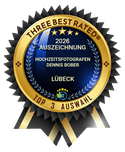 Auszeichnung 2026 einer der besten Hochzeitsfotografen in Lübeck von Three Best Rated.